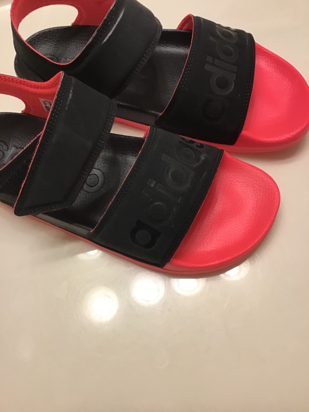 ADIDAS BRIGHT PINK/BLACK STRAP ON SANDAL WOMEN